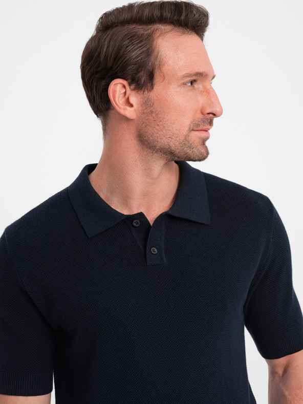 Ombre Clothing Tmavě modré pánské polo tričko Ombre Clothing