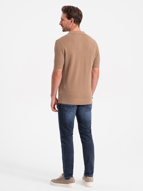 Ombre Clothing Světle hnědé pánské polo tričko Ombre Clothing