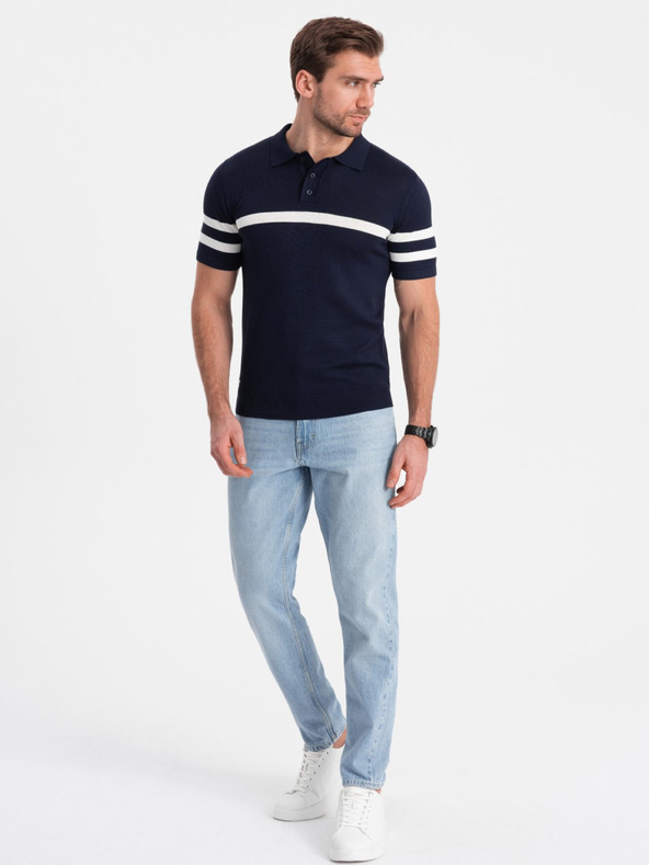 Ombre Clothing Tmavě modrá pánská polokošile Ombre Clothing