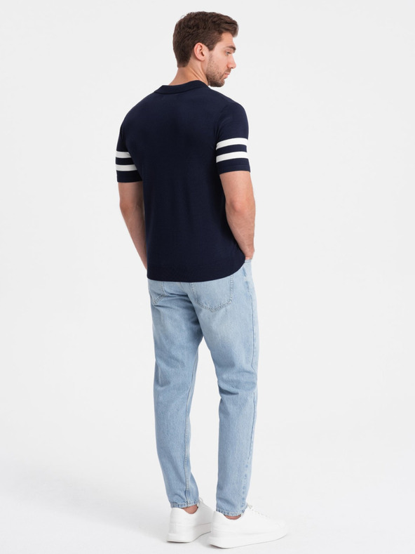 Ombre Clothing Tmavě modrá pánská polokošile Ombre Clothing