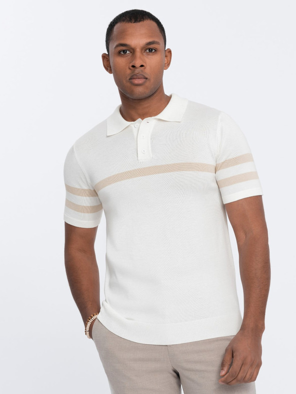 Ombre Clothing Krémová pánská polokošile Ombre Clothing