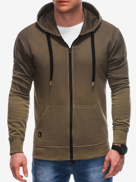 Ombre Clothing Zelená pánská mikina s kapucí Ombre Clothing