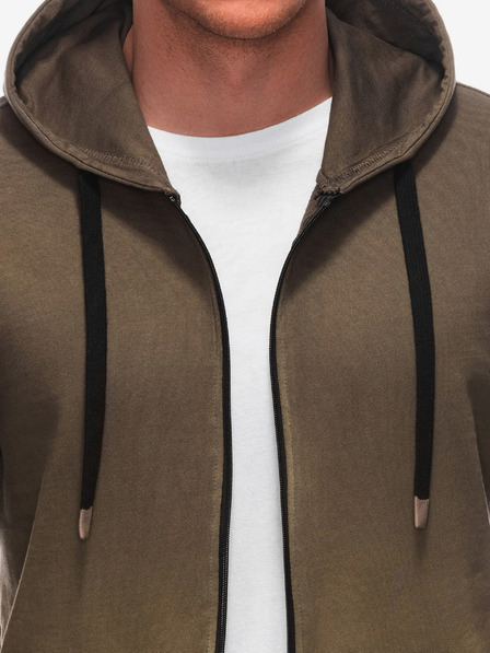 Ombre Clothing Zelená pánská mikina s kapucí Ombre Clothing
