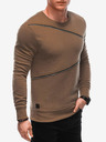 Ombre Clothing Hnědá pánská mikina s ozdobnými zipy Ombre Clothing