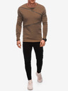 Ombre Clothing Hnědá pánská mikina s ozdobnými zipy Ombre Clothing