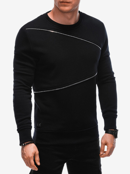 Ombre Clothing Černá pánská mikina s ozdobnými zipy Ombre Clothing
