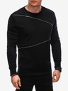 Ombre Clothing Černá pánská mikina s ozdobnými zipy Ombre Clothing