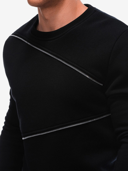 Ombre Clothing Černá pánská mikina s ozdobnými zipy Ombre Clothing