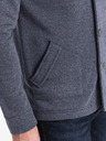 Ombre Clothing Tmavě modrá pánská žíhaná mikina na knoflíky Ombre Clothing