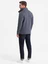 Ombre Clothing Tmavě modrá pánská žíhaná mikina na knoflíky Ombre Clothing
