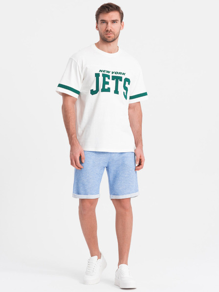 Ombre Clothing Světle modré pánské žíhané kraťasy Ombre Clothing