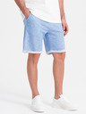 Ombre Clothing Světle modré pánské žíhané kraťasy Ombre Clothing