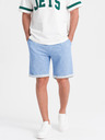 Ombre Clothing Světle modré pánské žíhané kraťasy Ombre Clothing