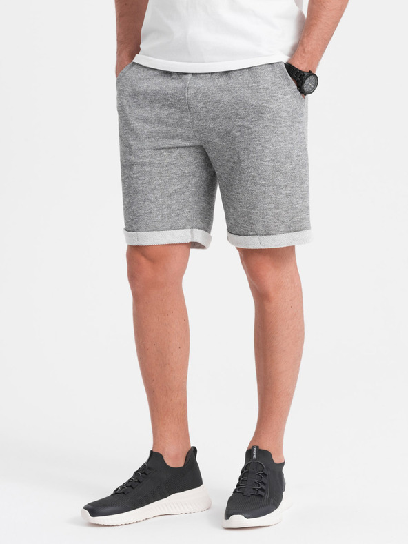 Ombre Clothing Šedé pánské žíhané kraťasy Ombre Clothing