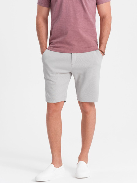 Ombre Clothing Světle šedé pánské žíhané kraťasy Ombre Clothing