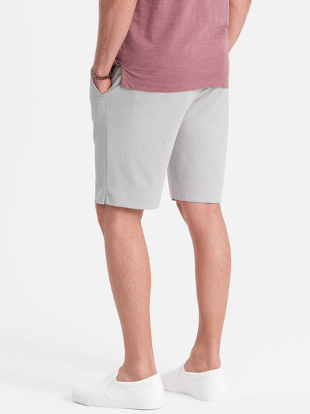 Ombre Clothing Světle šedé pánské žíhané kraťasy Ombre Clothing