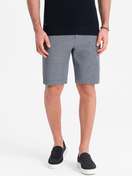Ombre Clothing Tmavě modré pánské žíhané kraťasy Ombre Clothing