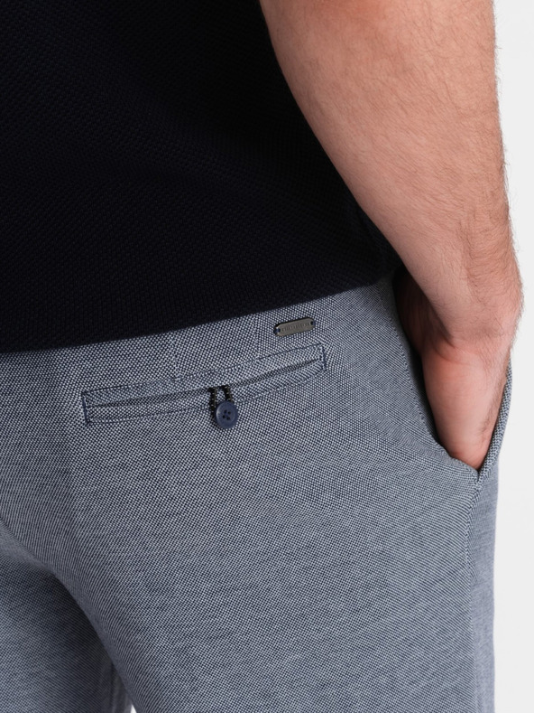 Ombre Clothing Tmavě modré pánské žíhané kraťasy Ombre Clothing