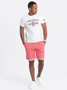 Ombre Clothing Červené pánské žíhané kraťasy Ombre Clothing
