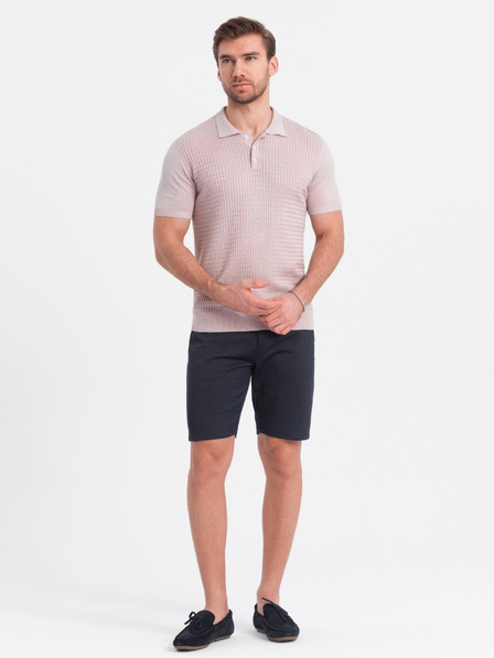 Ombre Clothing Tmavě modré pánské kraťasy s kapsami Ombre Clothing