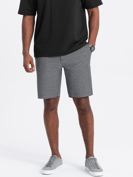 Ombre Clothing Šedé pánské žíhané kraťasy Ombre Clothing