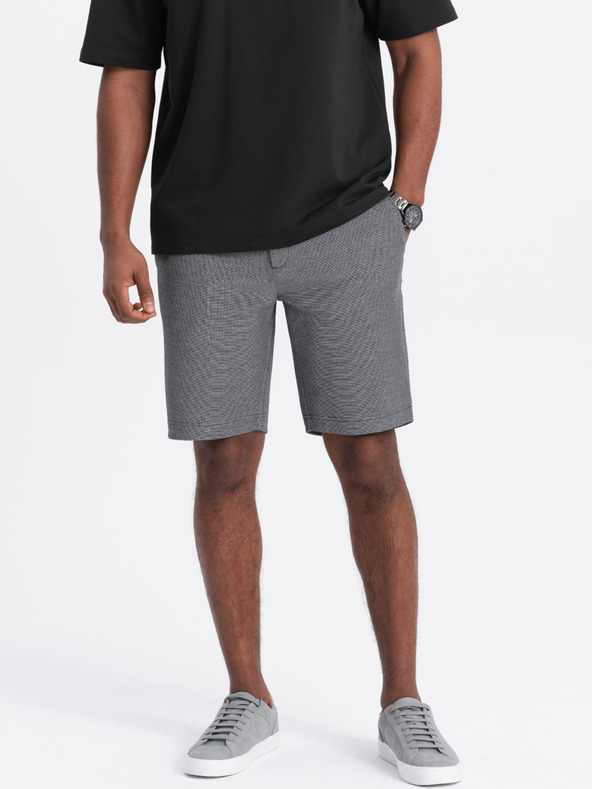 Ombre Clothing Šedé pánské žíhané kraťasy Ombre Clothing