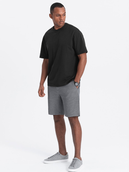 Ombre Clothing Šedé pánské žíhané kraťasy Ombre Clothing