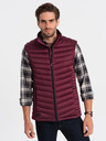 Ombre Clothing Vínová pánská prošívaná vesta Ombre Clothing