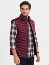 Ombre Clothing Vínová pánská prošívaná vesta Ombre Clothing