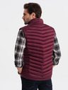 Ombre Clothing Vínová pánská prošívaná vesta Ombre Clothing