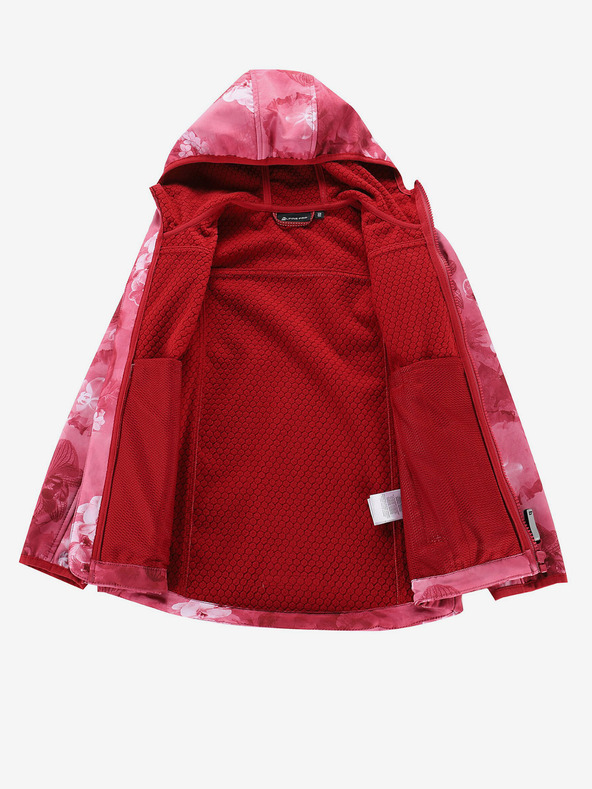 ALPINE PRO Červená dětská vzorovaná softshellová bunda ALPINE PRO HOORO