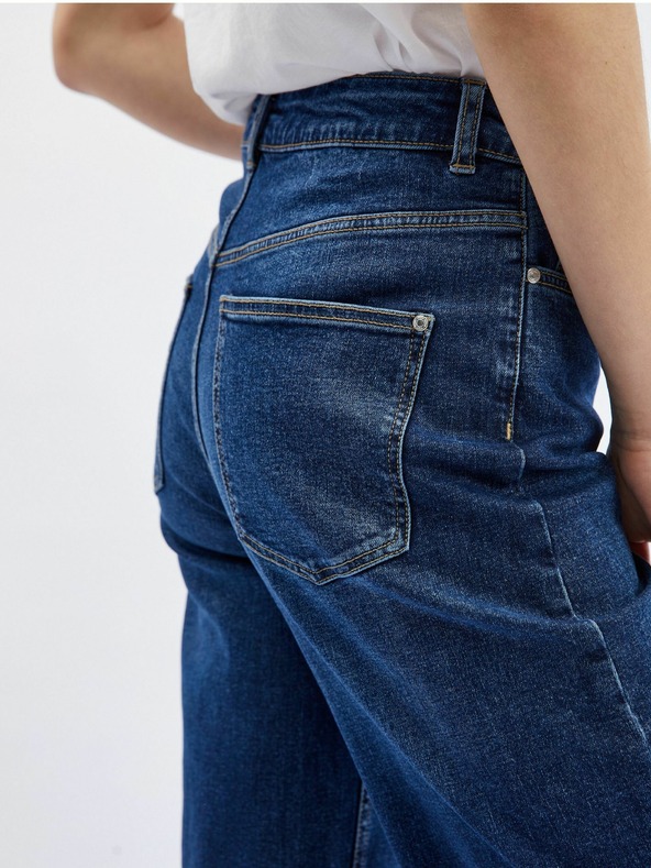 Orsay Tmavě modré dámské zkrácené flared fit džíny ORSAY