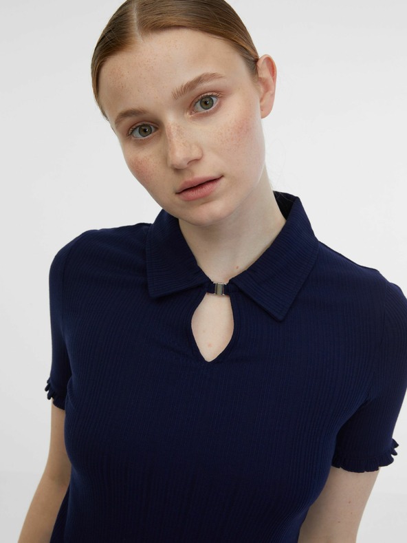 Orsay Modro-krémové dámské pruhované polo tričko ORSAY