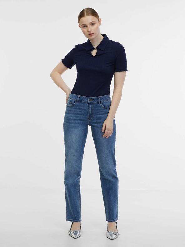 Orsay Modro-krémové dámské pruhované polo tričko ORSAY