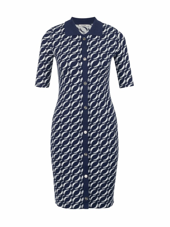 Orsay Tmavě modré dámské vzorované svetrové šaty ORSAY