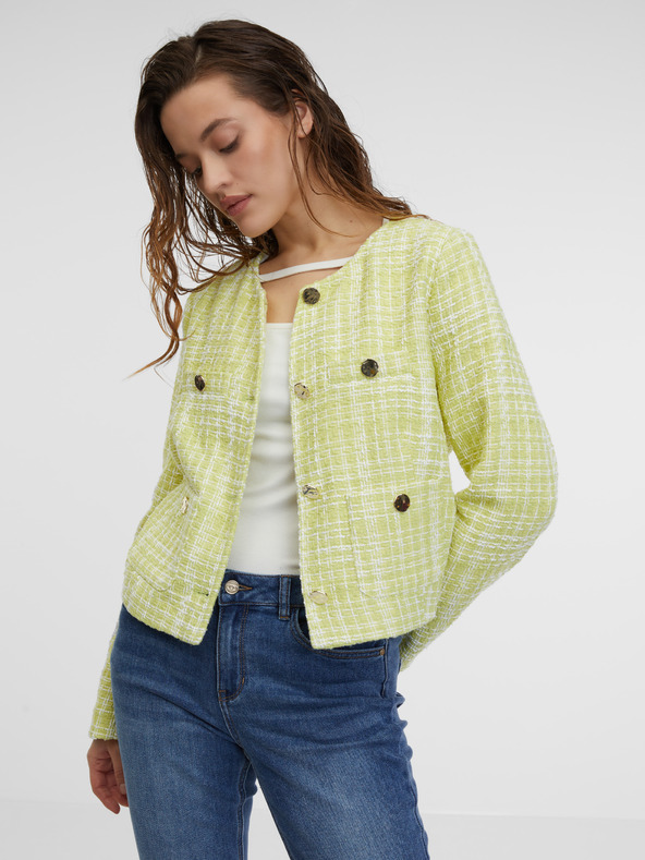 Orsay Světle zelené dámské tvídové sako ORSAY