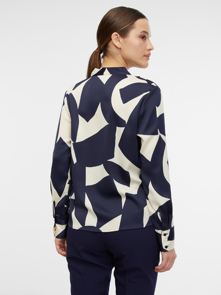 Orsay Krémovo-modrá dámská vzorovaná saténová halenka ORSAY