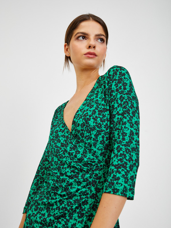 Orsay Černo-zelené dámské květované šaty ORSAY