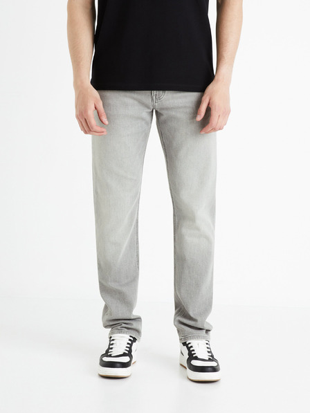 Celio Světle šedé pánské straight fit džíny Celio Fokrey