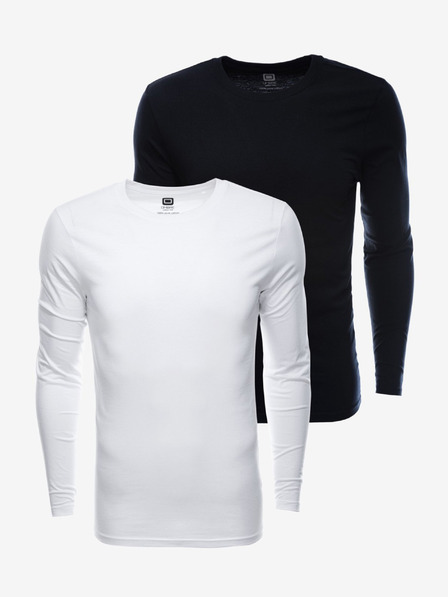 Ombre Clothing Sada dvou pánských basic triček v bílé a černé barvě Ombre Clothing