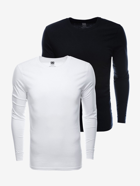 Ombre Clothing Sada dvou pánských basic triček v bílé a černé barvě Ombre Clothing