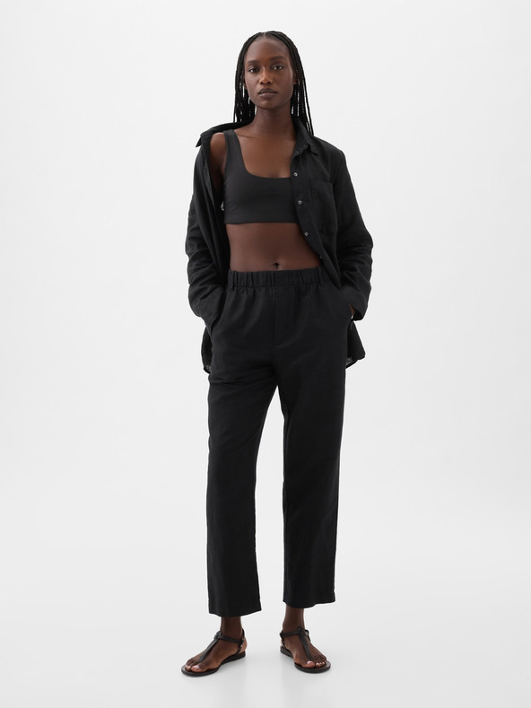 GAP Lněné kalhoty high rise GAP