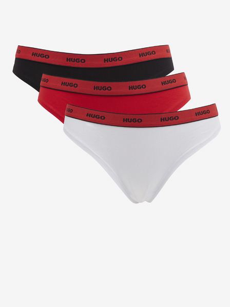HUGO Sada tří dámských tang HUGO Triplet Thong Stripe