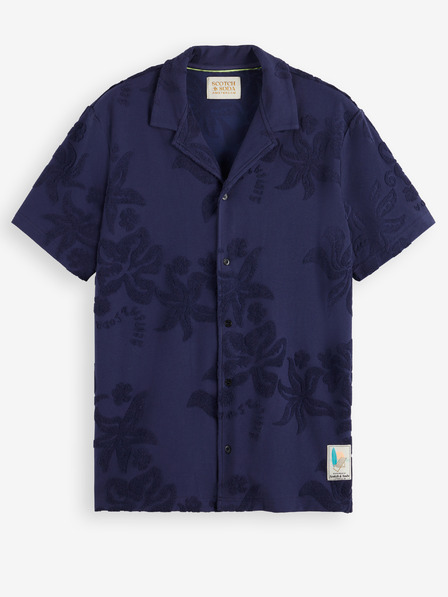 Scotch & Soda Tmavě modrá pánská košile Scotch & Soda Terry Jacquard