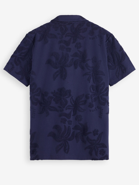 Scotch & Soda Tmavě modrá pánská košile Scotch & Soda Terry Jacquard