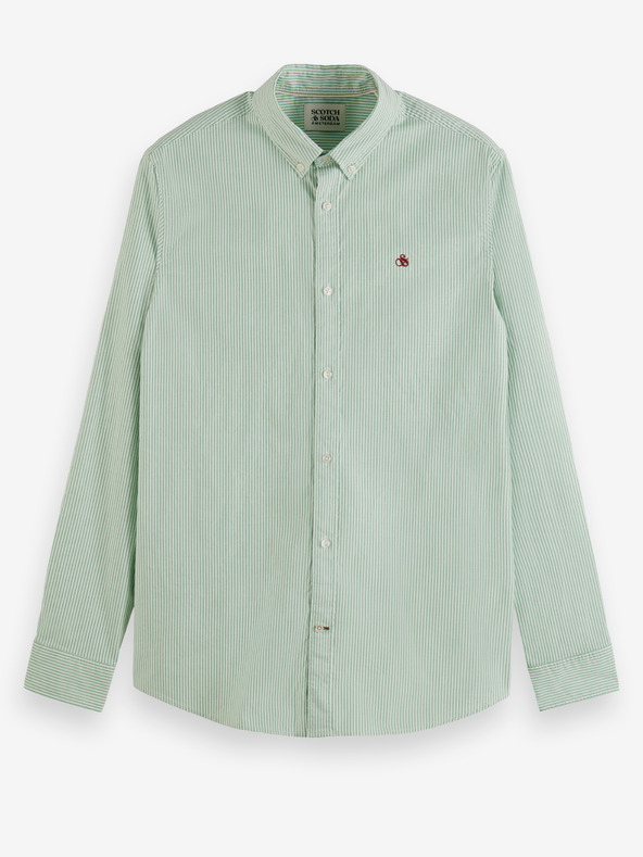 Scotch & Soda Světle zelená pánská pruhovaná košile Scotch & Soda Essential Oxford