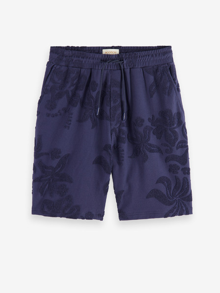 Scotch & Soda Tmavě modré pánské teplákové kraťasy Scotch & Soda Jacquard Towelling Shorts
