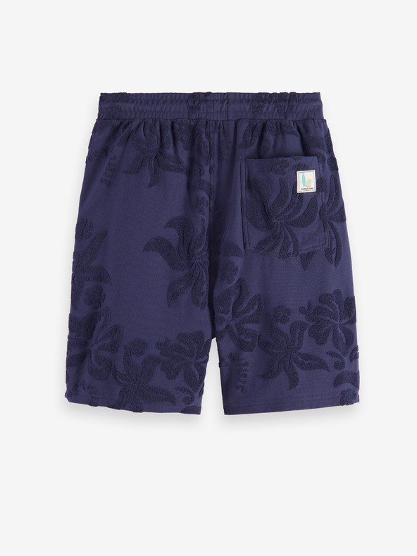 Scotch & Soda Tmavě modré pánské teplákové kraťasy Scotch & Soda Jacquard Towelling Shorts