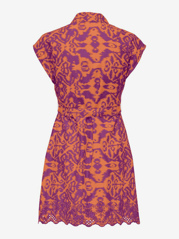 ONLY Oranžovo-fialové dámské košilové vzorované šaty ONLY Lou