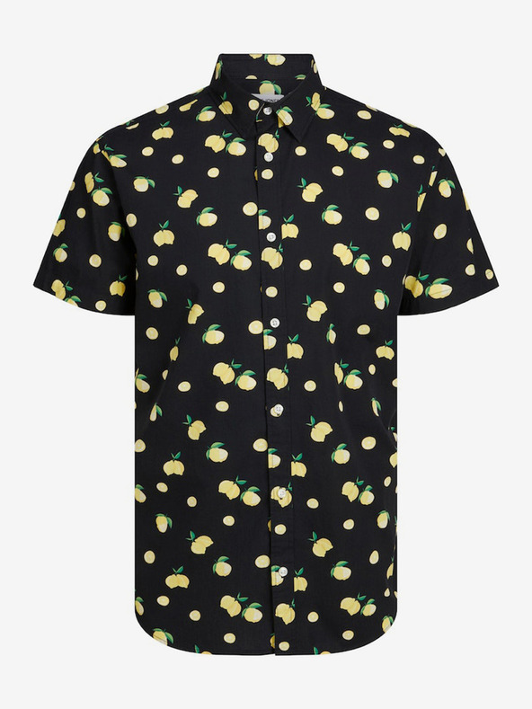 Jack & Jones Černá pánská vzorovaná košile s krátkým rukávem Jack & Jones Sunshade